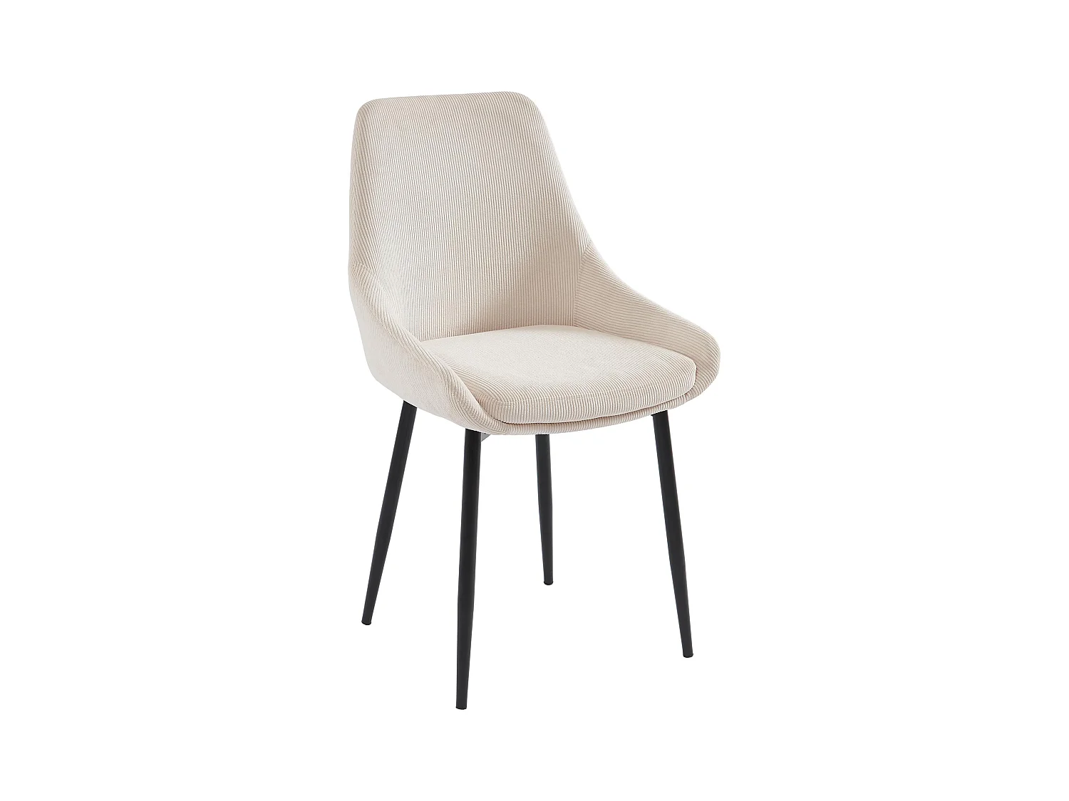 Juego de 2 sillas de terciopelo de canalé y metal - Crema - MASURIE