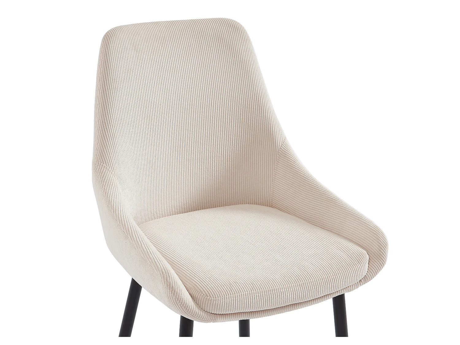 Lot de 2 chaises en velours côtelé et métal - Crème - MASURIE