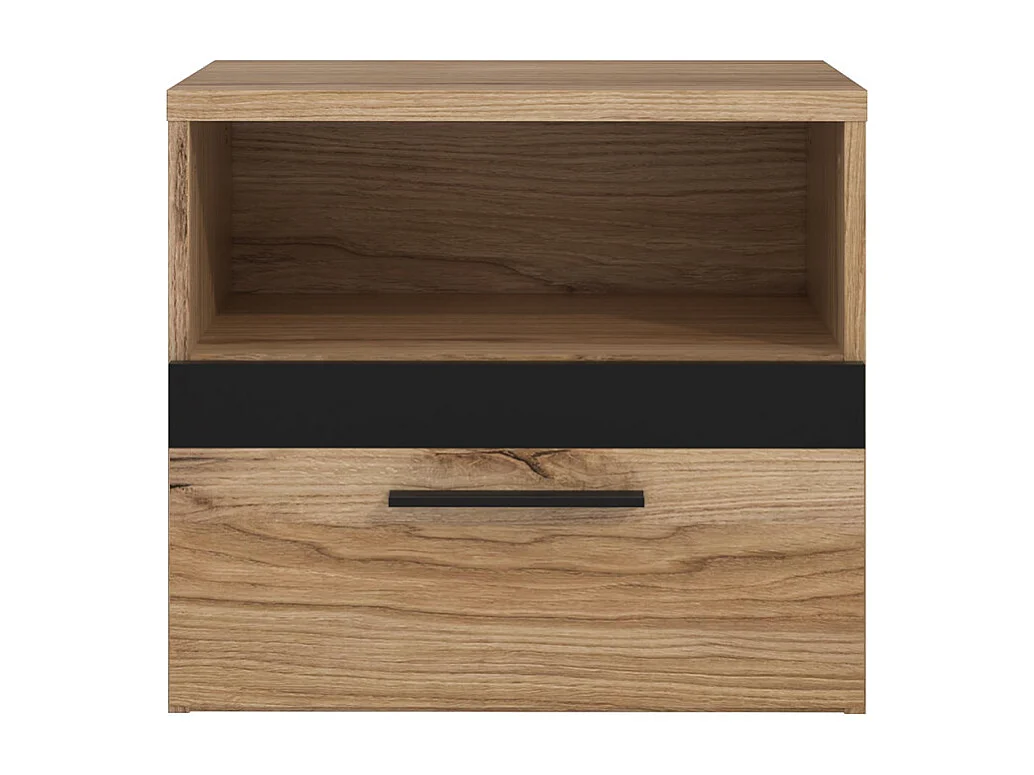 Table de chevet 1 tiroir 1 niche décor bois de chêne et noir - KAMILA