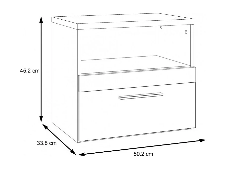 Table de chevet 1 tiroir 1 niche décor bois de chêne et noir - KAMILA