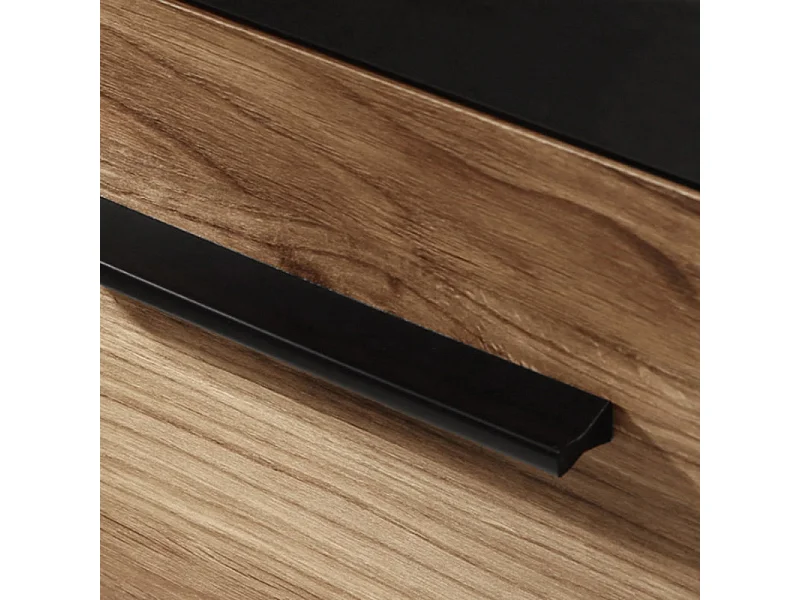 Table de chevet 1 tiroir 1 niche décor bois de chêne et noir - KAMILA