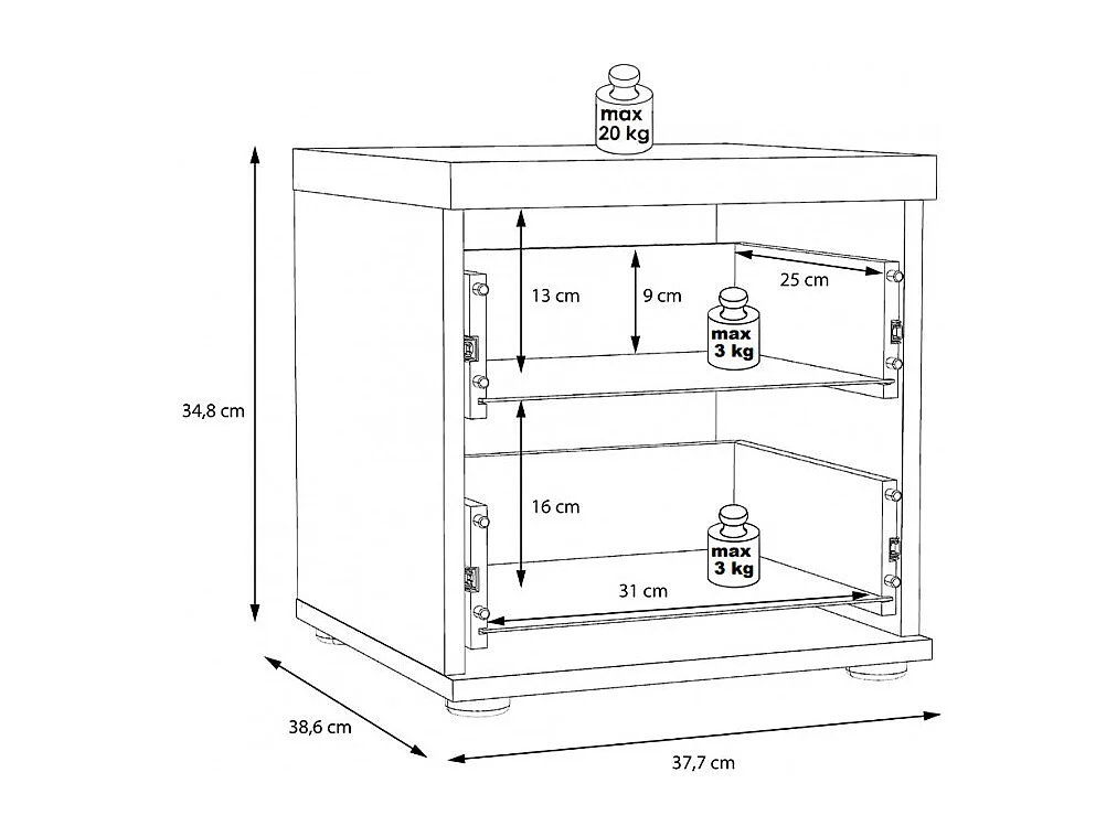 Table de chevet 2 tiroirs décor bois vintage et béton gris - BUCKY