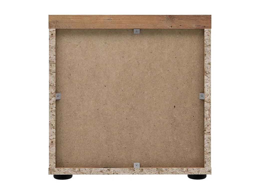 Table de chevet 2 tiroirs décor bois vintage et béton gris - BUCKY