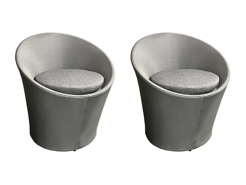 Lot de 2 fauteuils de jardin rond gris en textilène - KIMI