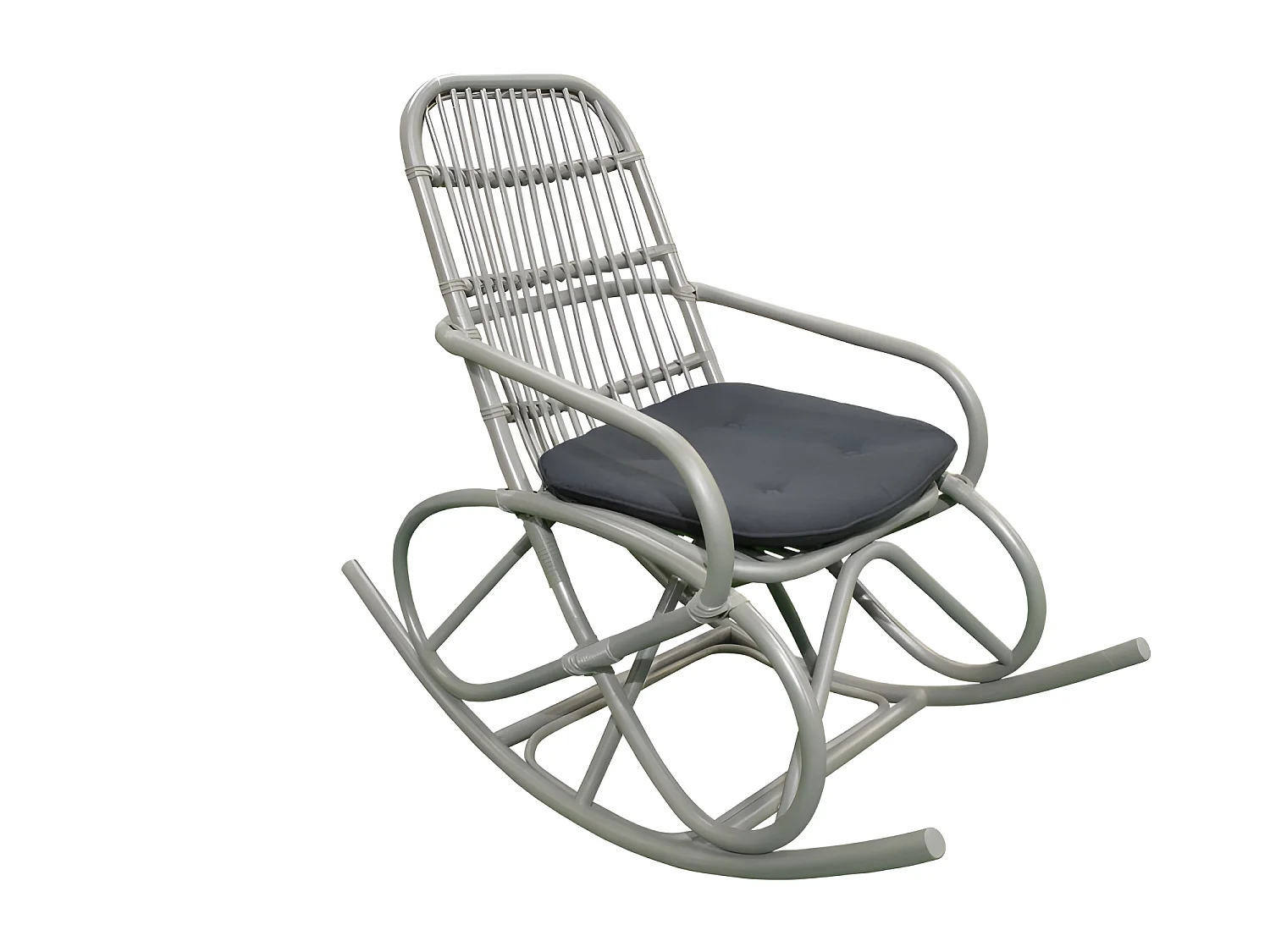 Fauteuil de jardin à bascule en rotin vert avec coussin - GRANNY 1346