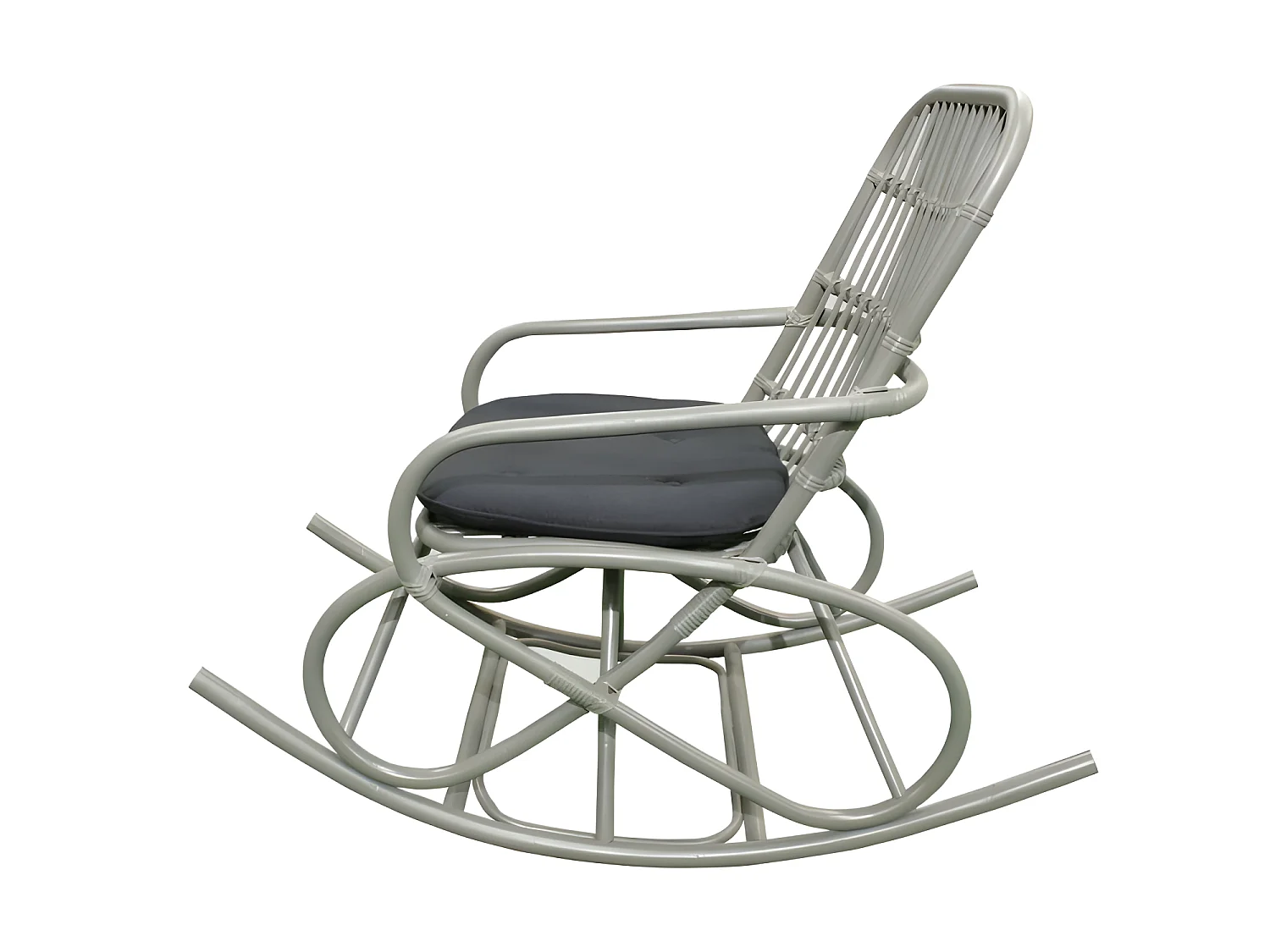 Fauteuil de jardin à bascule en rotin vert avec coussin - GRANNY 1346