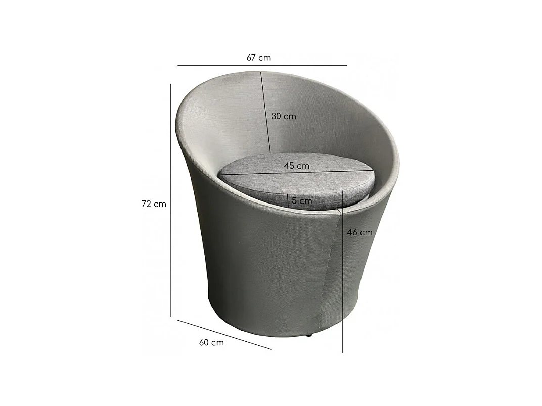 Fauteuil de jardin rond en aluminium et revêtement textilène - KIMI