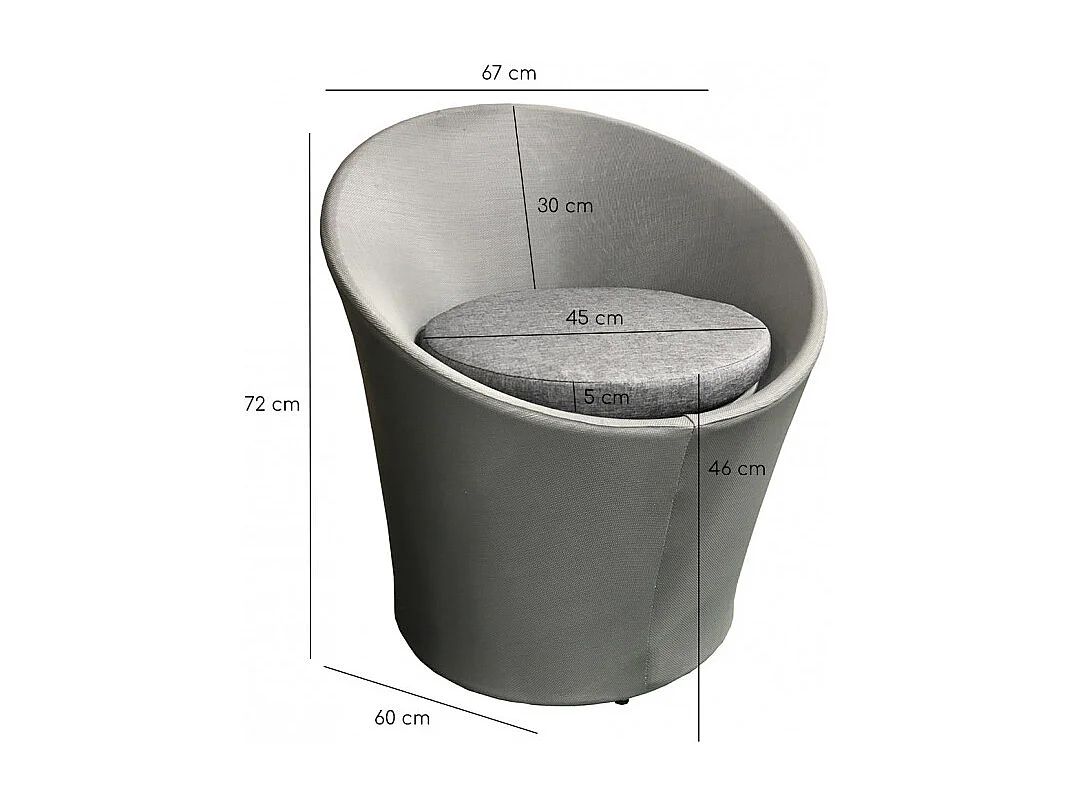 Fauteuil de jardin rond en aluminium et revêtement textilène - KIMI