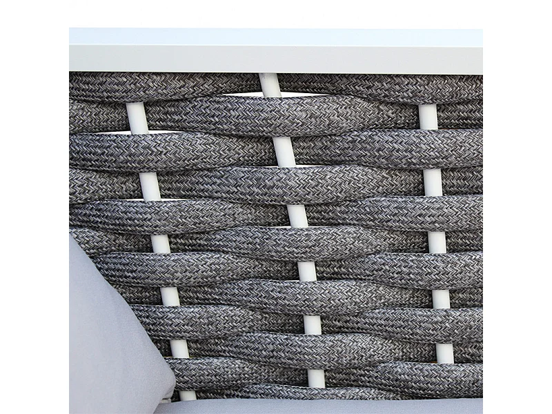 Fauteuil bas de jardin en aluminium blanc et tressage gris - RISE