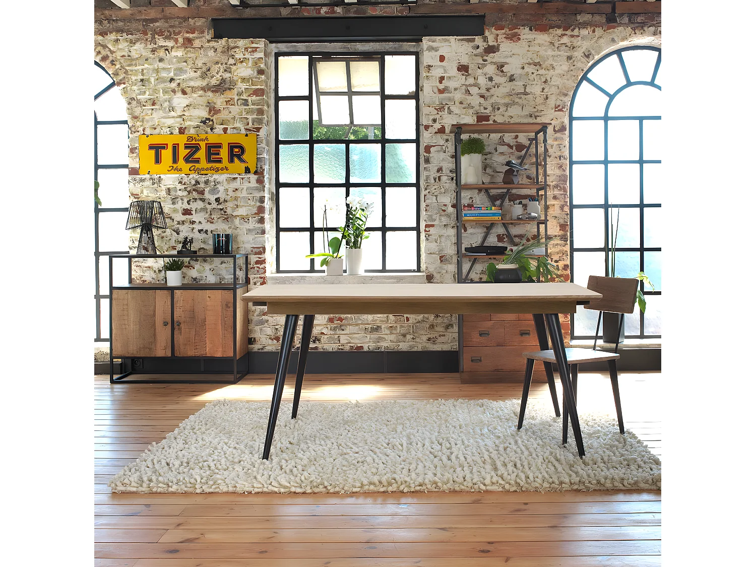 Table à manger avec allonges en bois de manguier Pia