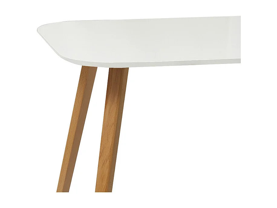 Table rectangulaire 130 cm plateau blanc avec pieds en bois - JUNE