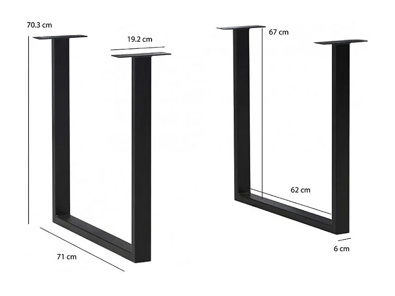 Table de repas 140 cm décor chêne et pieds luge métal noir - CORSE 02