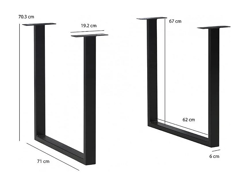 Table de repas 140 cm décor chêne et pieds luge métal noir - CORSE 02