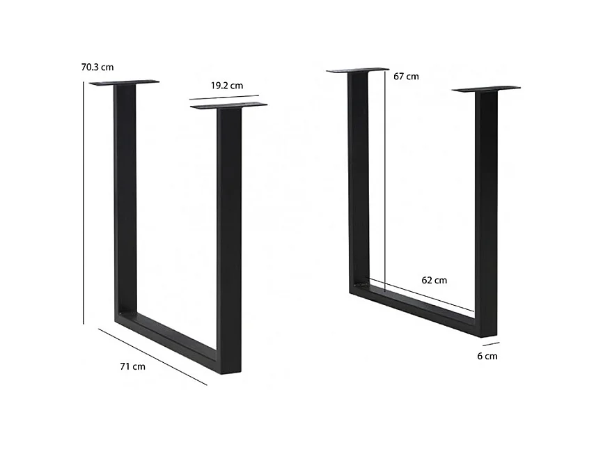 Table de repas 140 cm décor chêne et pieds luge métal noir - CORSE 02