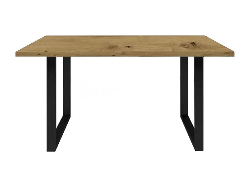 Table de repas 140 cm décor chêne et pieds luge métal noir - CORSE 02