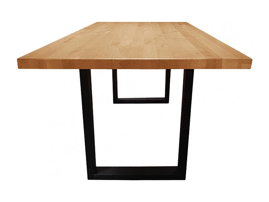 Table de repas en chêne massif et piètement métal 180 x 90 cm - FANY