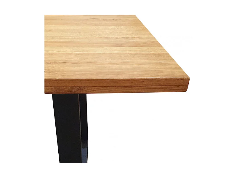 Table de repas en chêne massif et piètement métal 180 x 90 cm - FANY