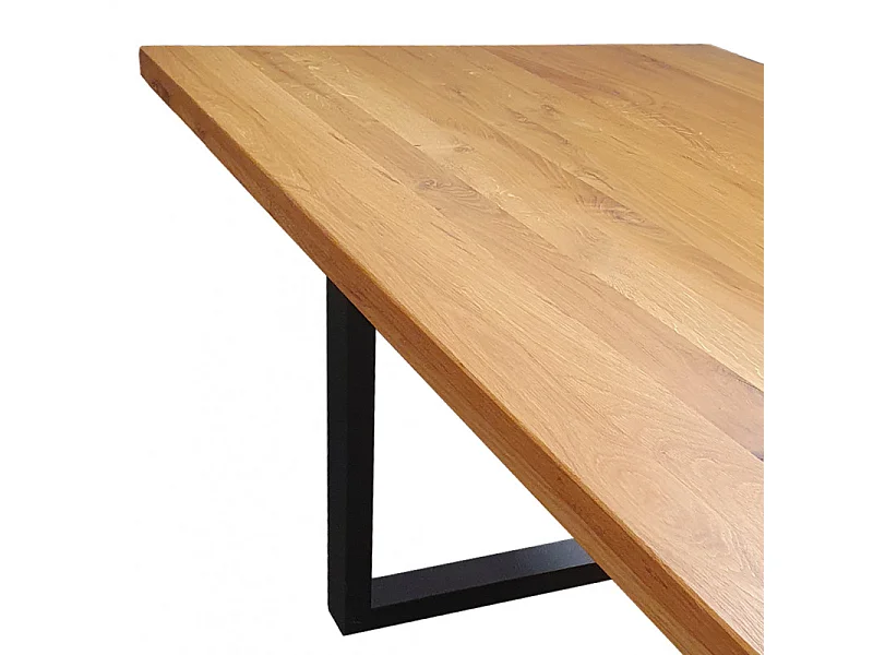 Table de repas en chêne massif et piètement métal 180 x 90 cm - FANY