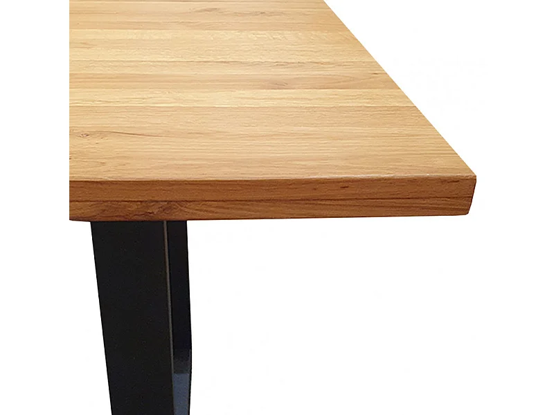 Table de repas en chêne massif et piètement métal 180 x 90 cm - FANY