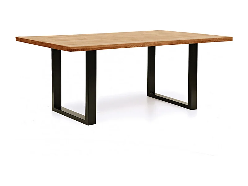 Table de repas en chêne massif et piètement métal 180 x 90 cm - FANY