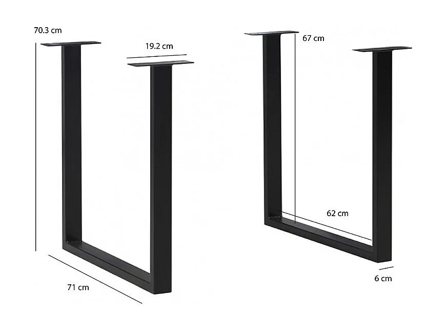 Table de repas 160 cm décor chêne et pieds luge métal noir - CORSE 02