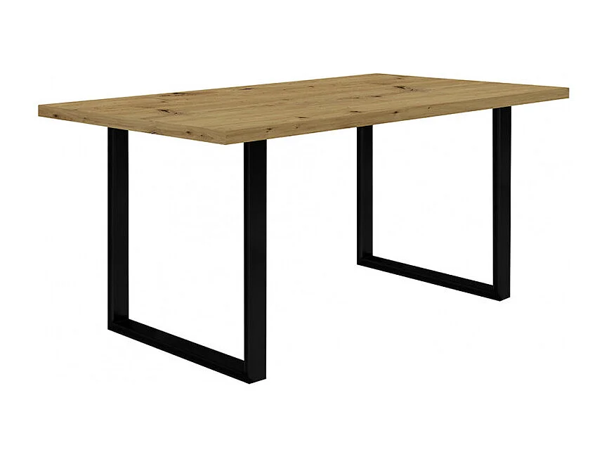 Table de repas 160 cm décor chêne et pieds luge métal noir - CORSE 02
