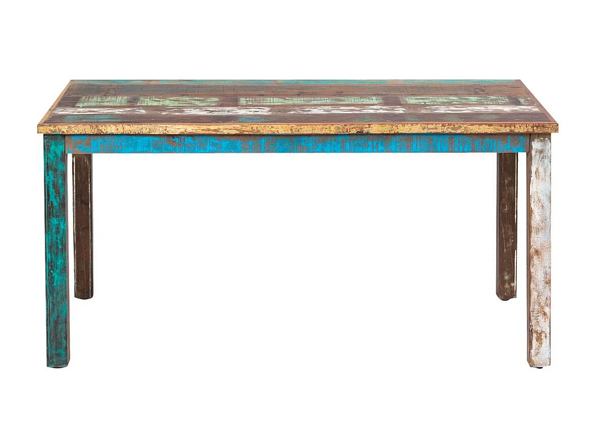 Table à manger en bois recyclé coloré Ethnik