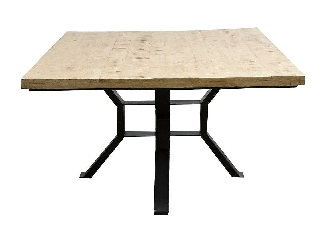 Table à manger carrée en bois de manguier et métal Opposite