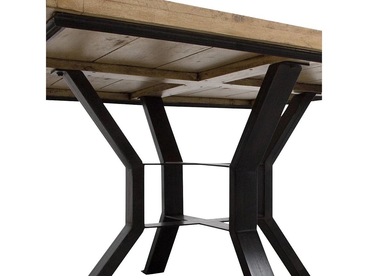 Table à manger carrée en bois de manguier et métal Opposite