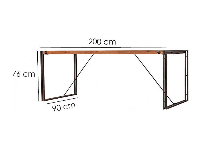 Table de repas 200 cm en bois d'acacia et métal - WORKSHOP