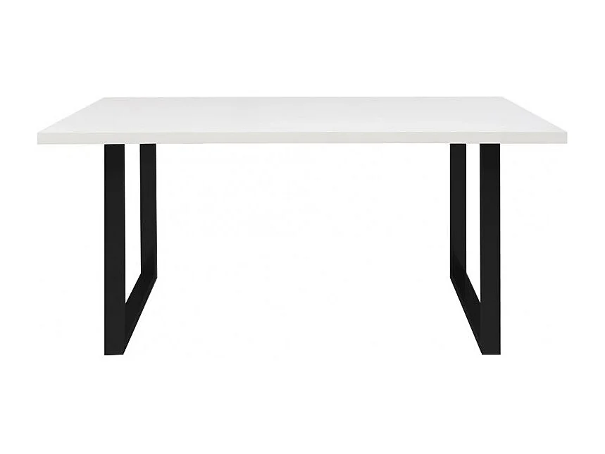 Table de repas 140 cm plateau blanc pieds luge métal noir - LOIRE 02