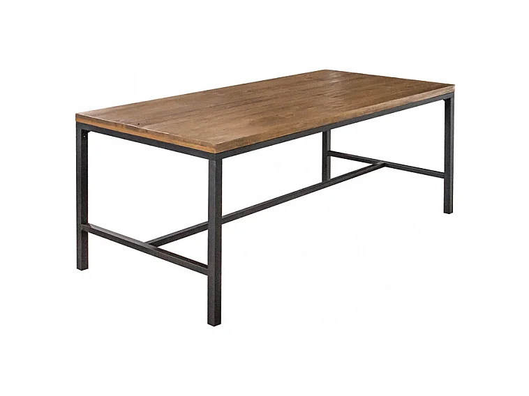 Table repas 180 cm bois rustique métal noir industriel - FACTORY