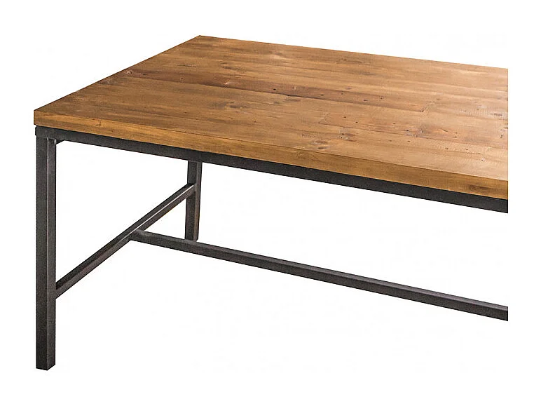 Table repas 180 cm bois rustique métal noir industriel - FACTORY
