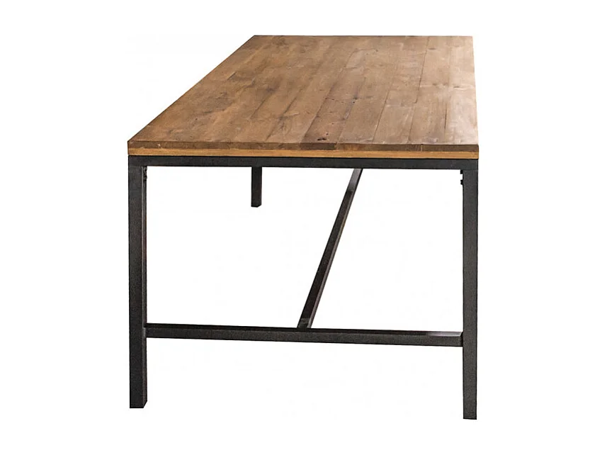Table repas 180 cm bois rustique métal noir industriel - FACTORY