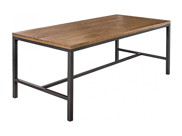 Table repas 180 cm bois rustique métal noir industriel - FACTORY