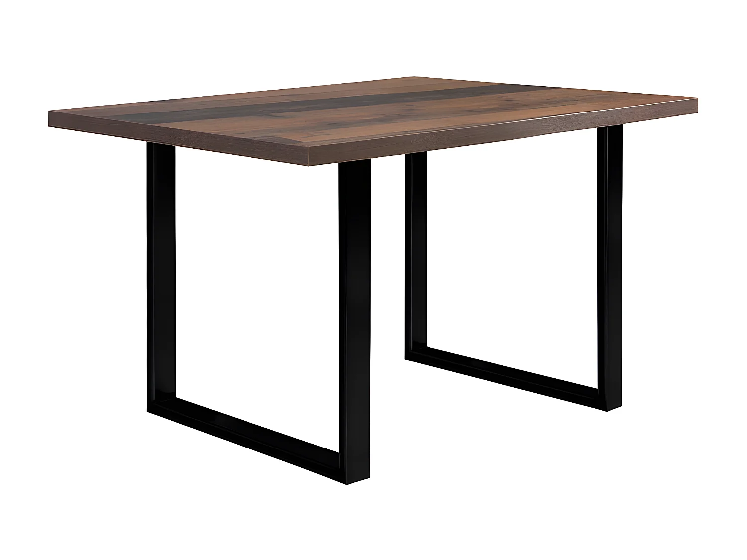 Table de repas 140 cm décor bois vintage pieds métal noir - MARNE 02