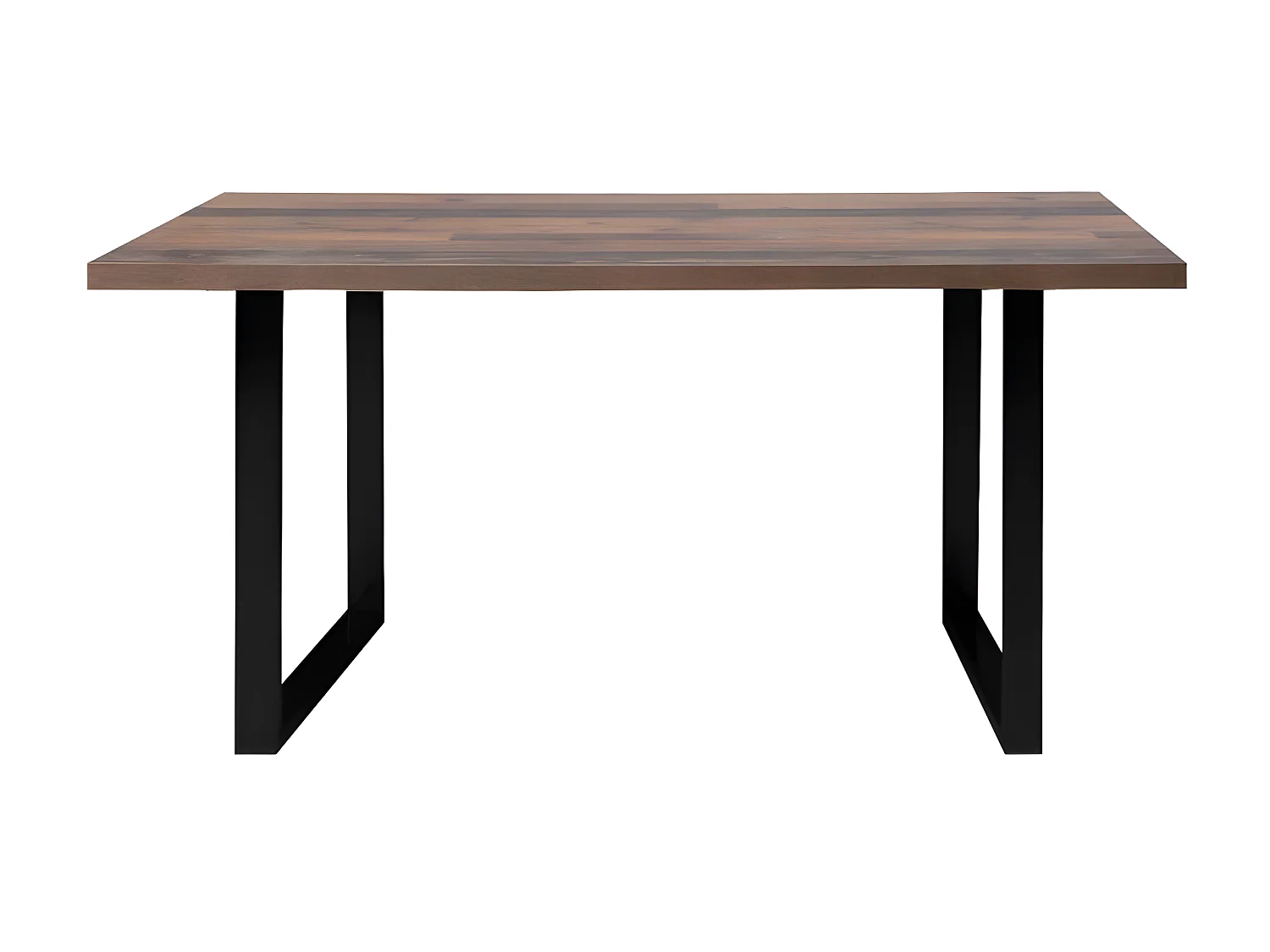 Table de repas 140 cm décor bois vintage pieds métal noir - MARNE 02