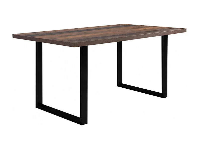 Table de repas 160 cm décor bois vintage pieds métal noir - MARNE 02