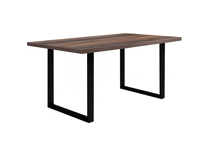 Table de repas 160 cm décor bois vintage pieds métal noir - MARNE 02
