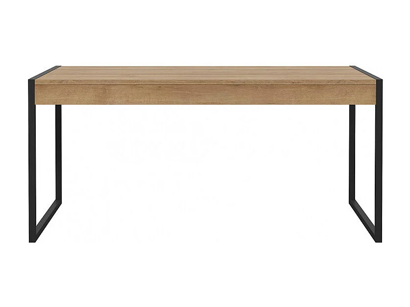 Table 166 cm 2 tiroirs décor bois chêne et pieds métal noir mat - MODE