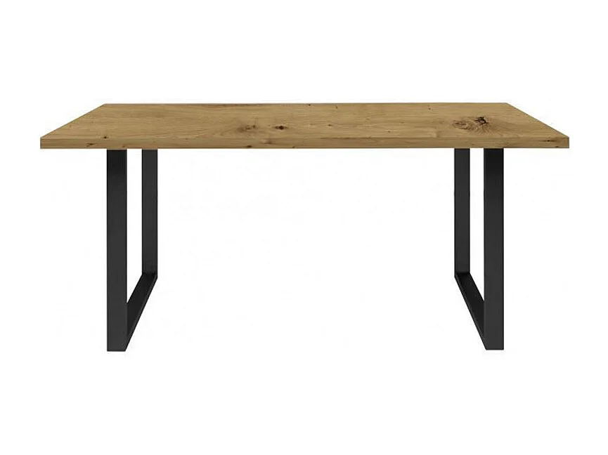 Table de repas 180 cm décor chêne et pieds luge métal noir - CORSE 02
