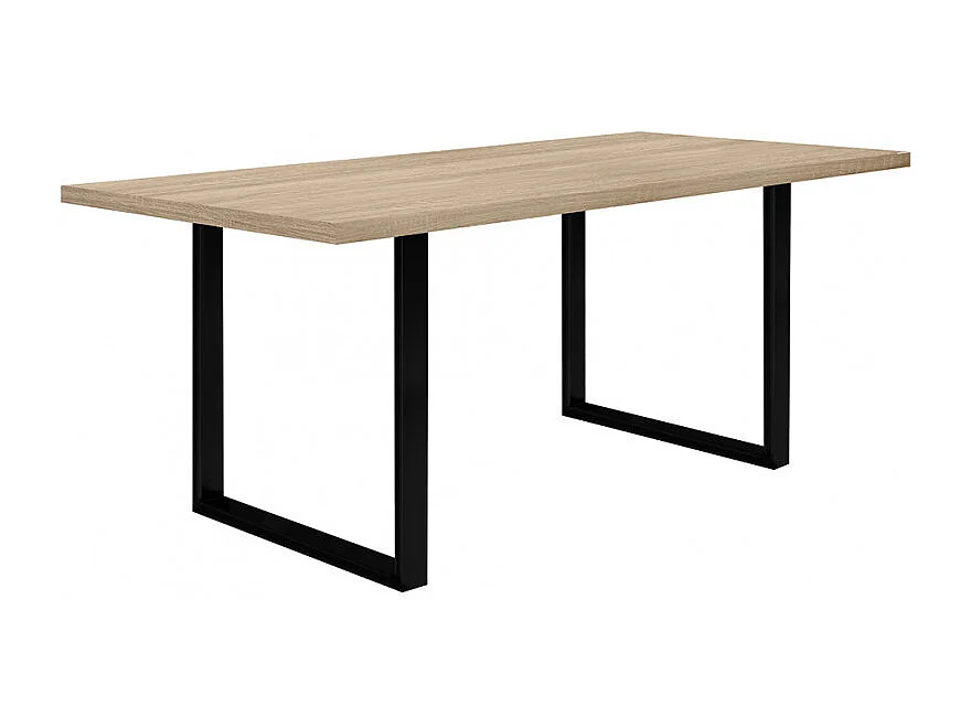 Table de repas 180 cm décor chêne clair et pieds métal noir - JURA 02