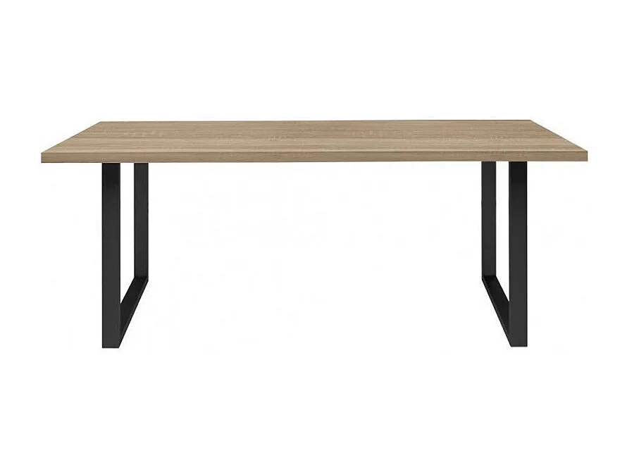 Table de repas 180 cm décor chêne clair et pieds métal noir - JURA 02