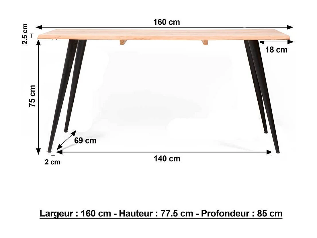 Mesa de comedor de madera de acacia con patas en forma de compás Tree - 6 plazas, diseño curvo y acabados cuidadosos