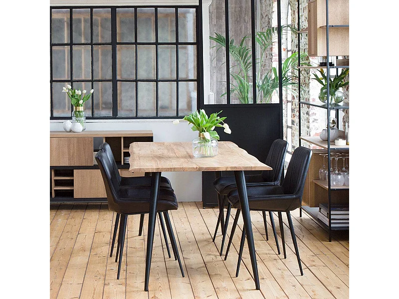 Table à manger en bois d'acacia pieds compas Tree