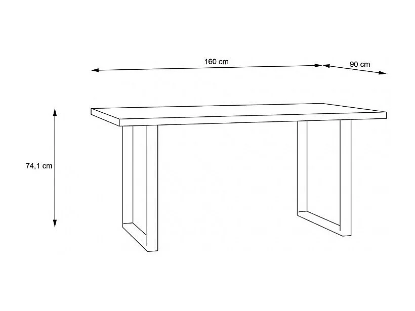 Table fixe 160 cm décor bois et piètement luge métal noir - CELIA