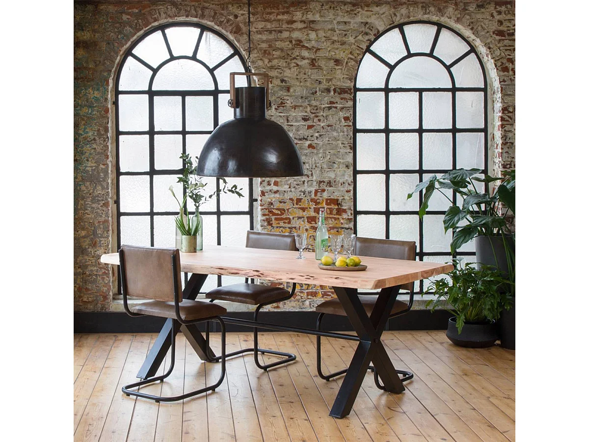 Table à manger en bois d'acacia et métal Tree