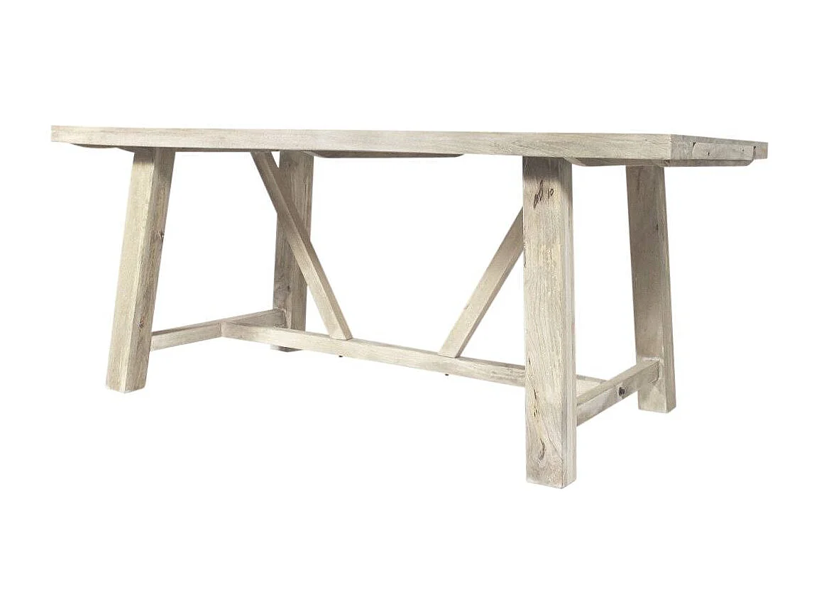 Table à manger avec allonges en bois de manguier blanchi Terra