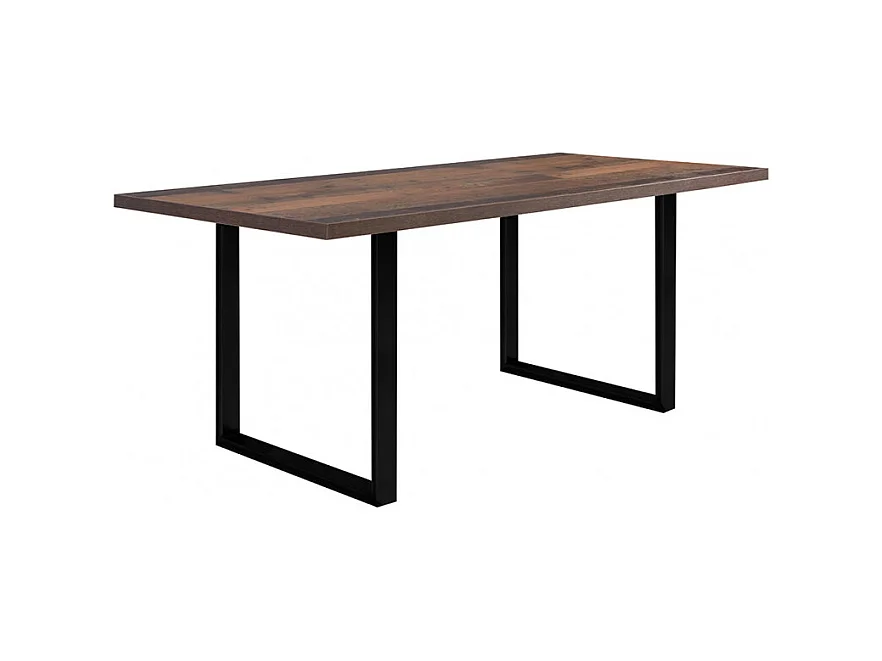 Table de repas 180 cm décor bois vintage pieds métal noir - MARNE 02