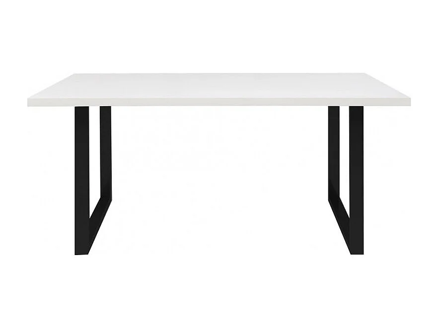 Table de repas 160 cm plateau blanc pieds luge métal noir - LOIRE 02